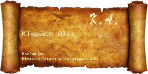 Klepács Aliz névjegykártya