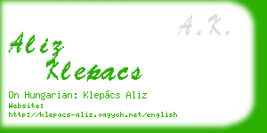 aliz klepacs business card
